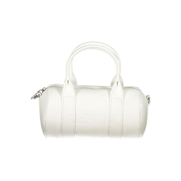 Mario Valentino Cylinder Handbag Embossed Logo Women White Handbags